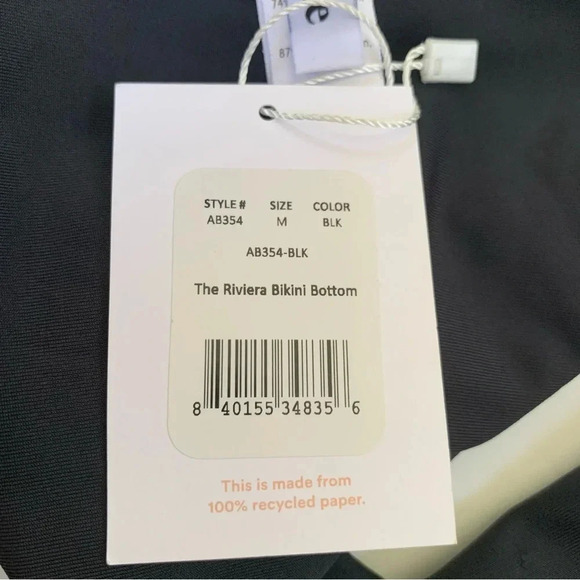 Andie Swim The Riviera Bikini Bottom Black with Belt Trim Size M NWT - Picture 7 of 9